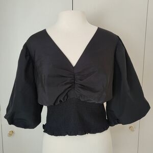 Express Black Ruched Blouse XL